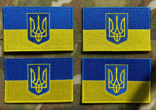 4-pk Ukraine Flag Patches - IronOn/Velcro/Tactical