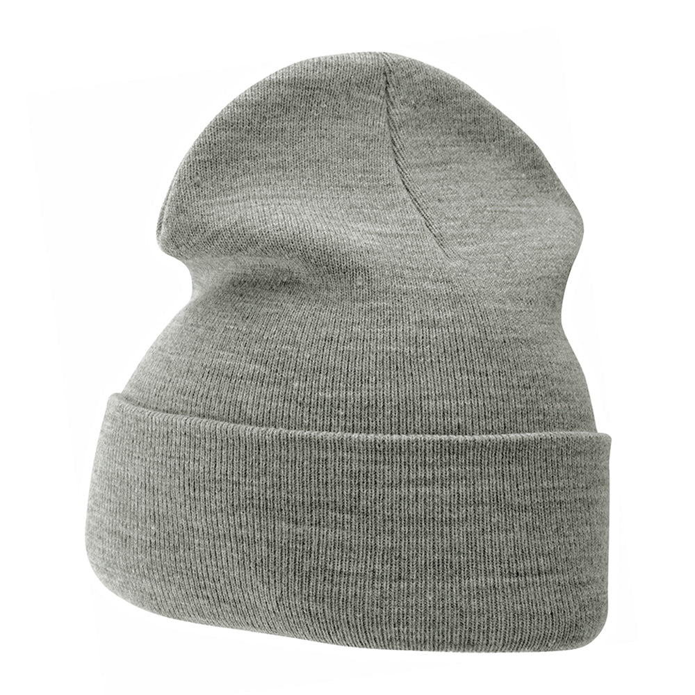12 Inch Solid Knit Cuff Long Beanie Made in USA