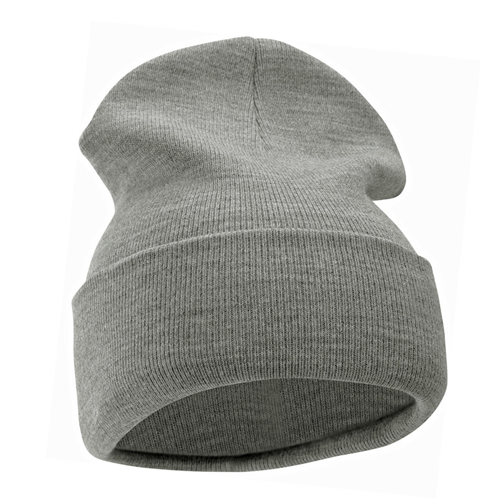 12 Inch Solid Knit Cuff Long Beanie Made in USA