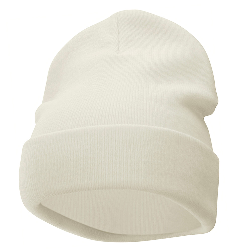 12 Inch Solid Knit Cuff Long Beanie Made in USA