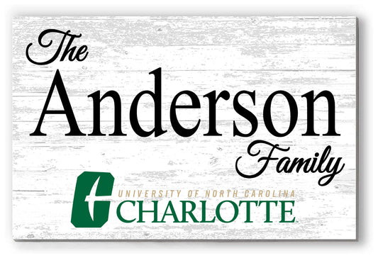UNC Charlotte Family Name Sign – Personalized 49ers Gift Wood Sign