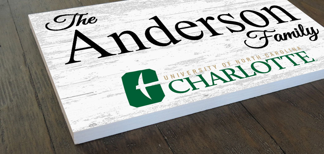 UNC Charlotte Family Name Sign – Personalized 49ers Gift Wood Sign