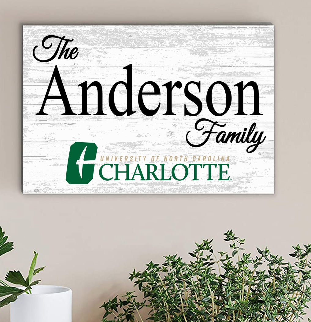 UNC Charlotte Family Name Sign – Personalized 49ers Gift Wood Sign