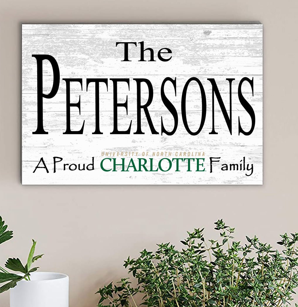 UNC Charlotte Family Name Sign – Personalized 49ers Gift Wood Sign