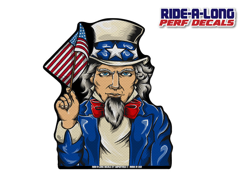 Patriotic Uncle Sam *RIDE A LONG* Perforated Decal