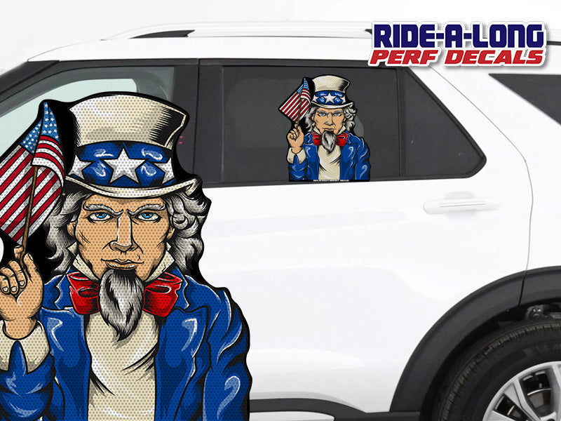 Patriotic Uncle Sam *RIDE A LONG* Perforated Decal