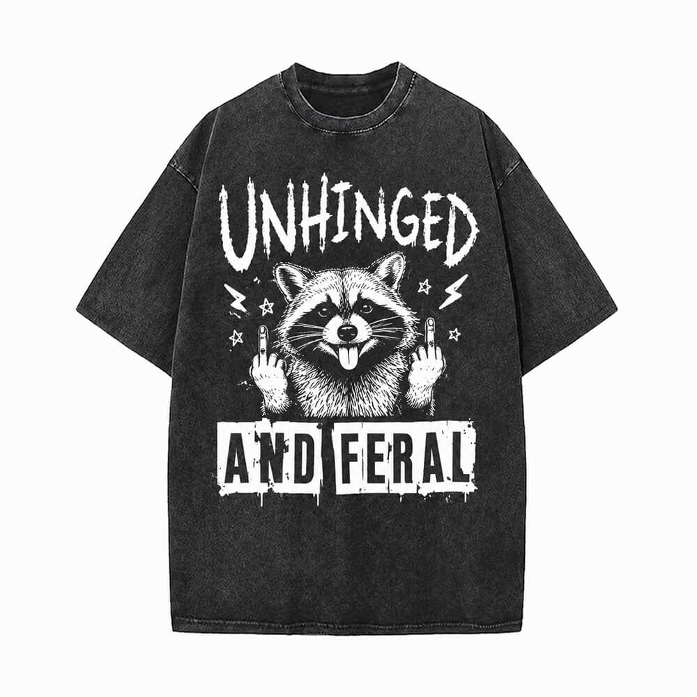 Unhinged And Feral Raccoon Vintage Washed T-shirt