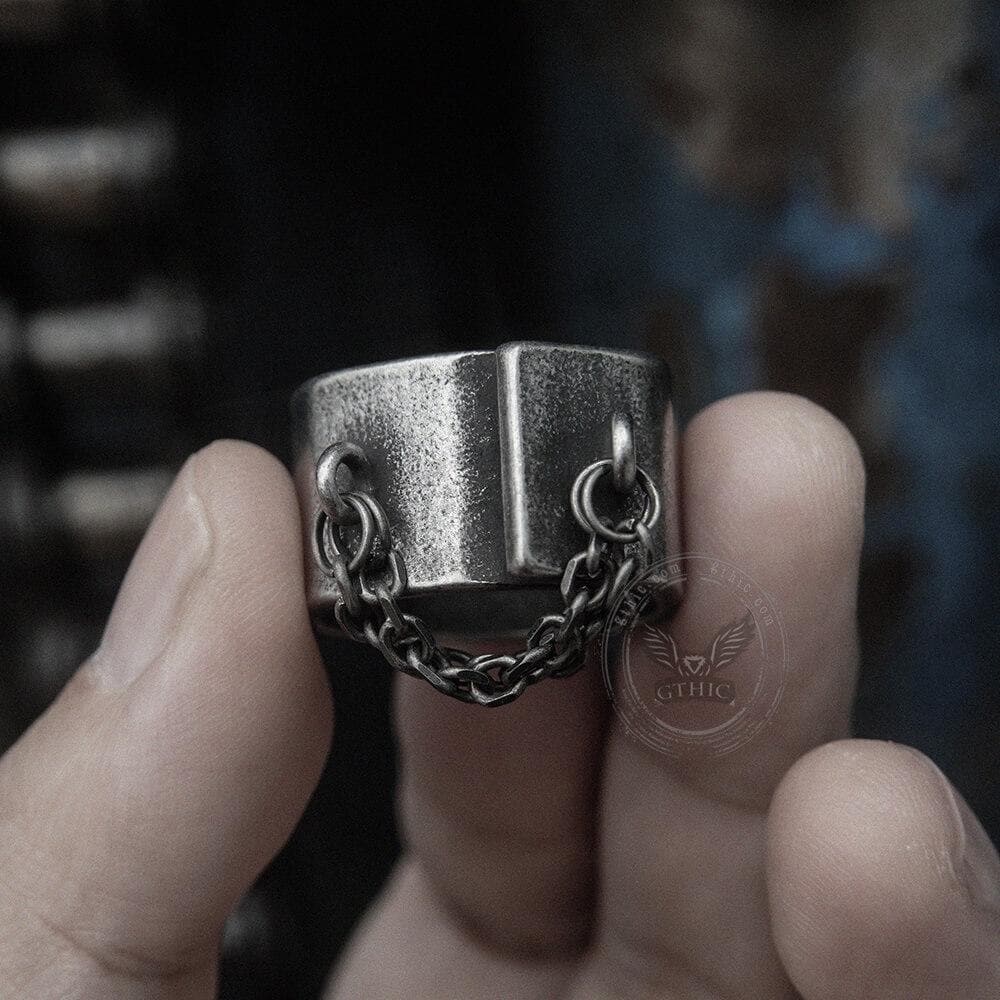 Unique Chain Stainless Steel Asymmetric Ring
