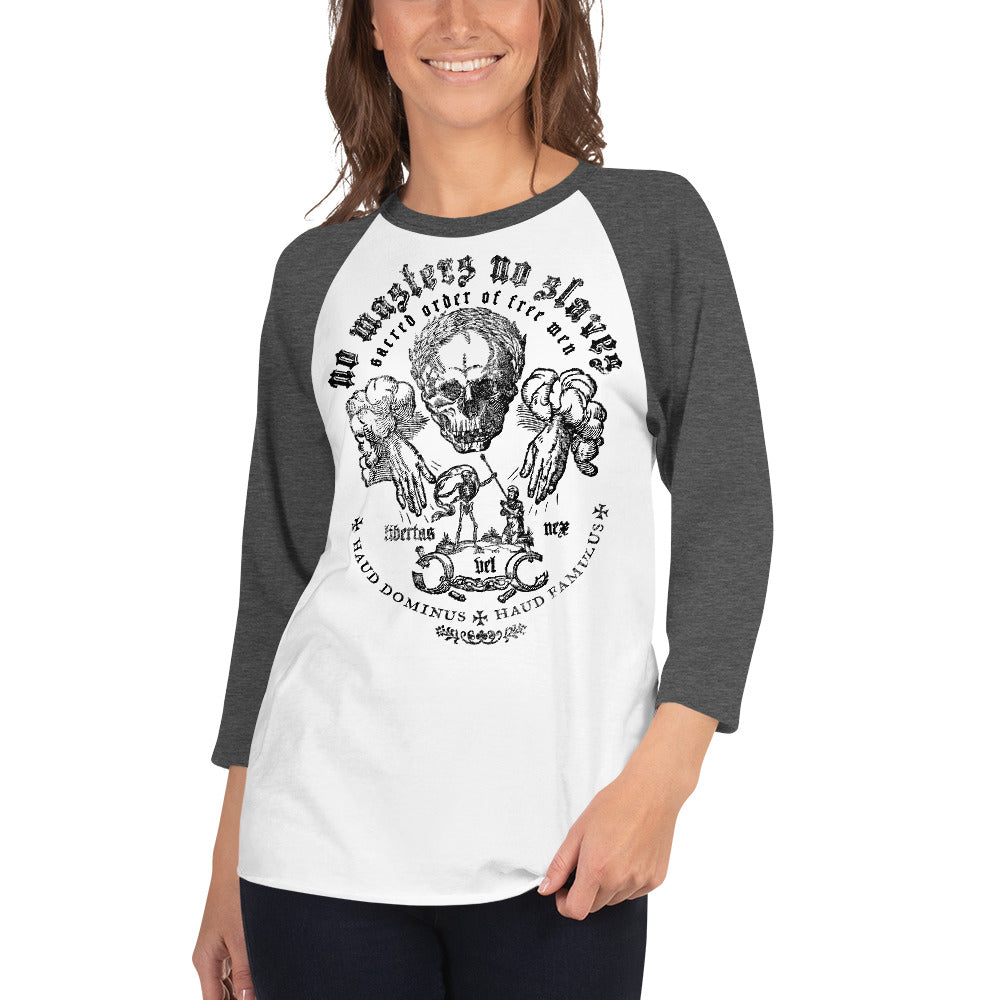 No Masters No Slaves 3/4 Sleeve Raglan Shirt