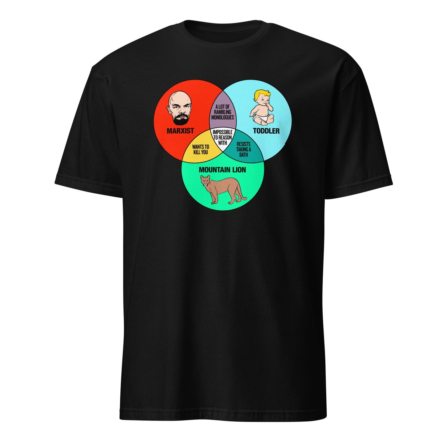 Marxist Toddler and Mountain Lion Venn Diagram Short-Sleeve Unisex T-Shirt