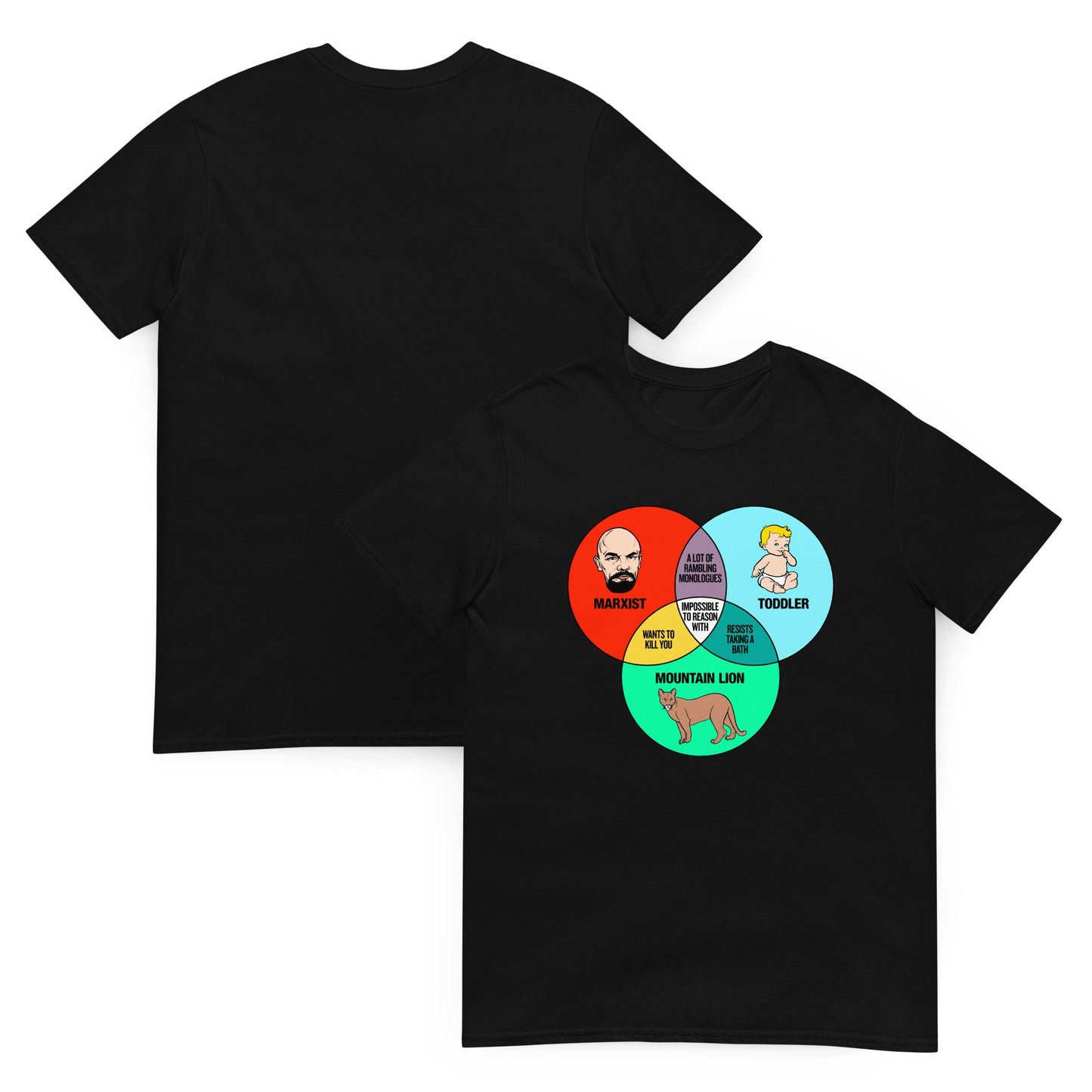Marxist Toddler and Mountain Lion Venn Diagram Short-Sleeve Unisex T-Shirt