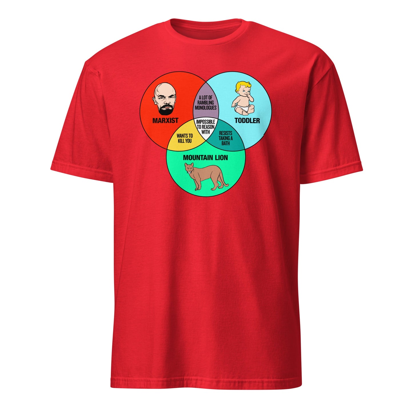 Marxist Toddler and Mountain Lion Venn Diagram Short-Sleeve Unisex T-Shirt