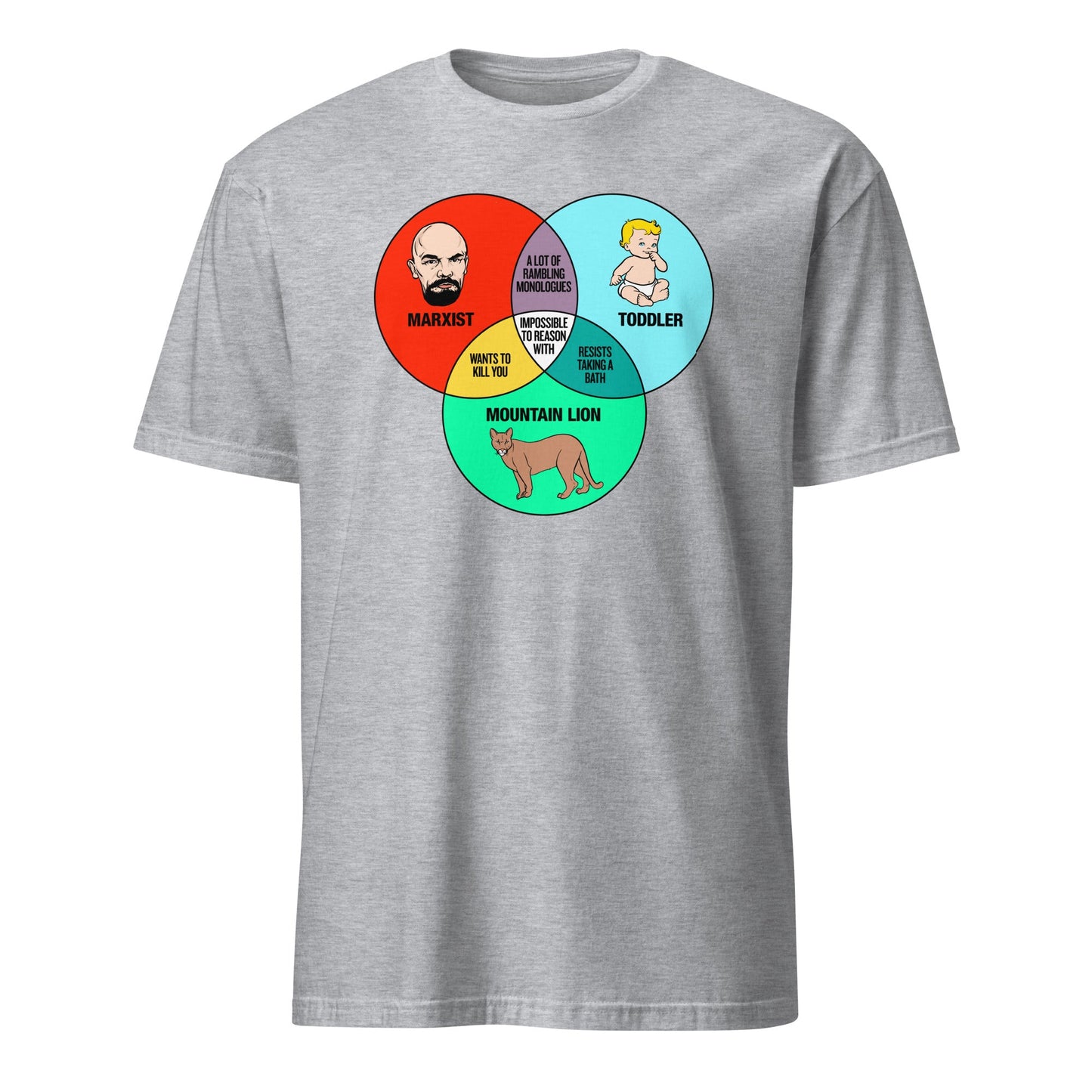 Marxist Toddler and Mountain Lion Venn Diagram Short-Sleeve Unisex T-Shirt