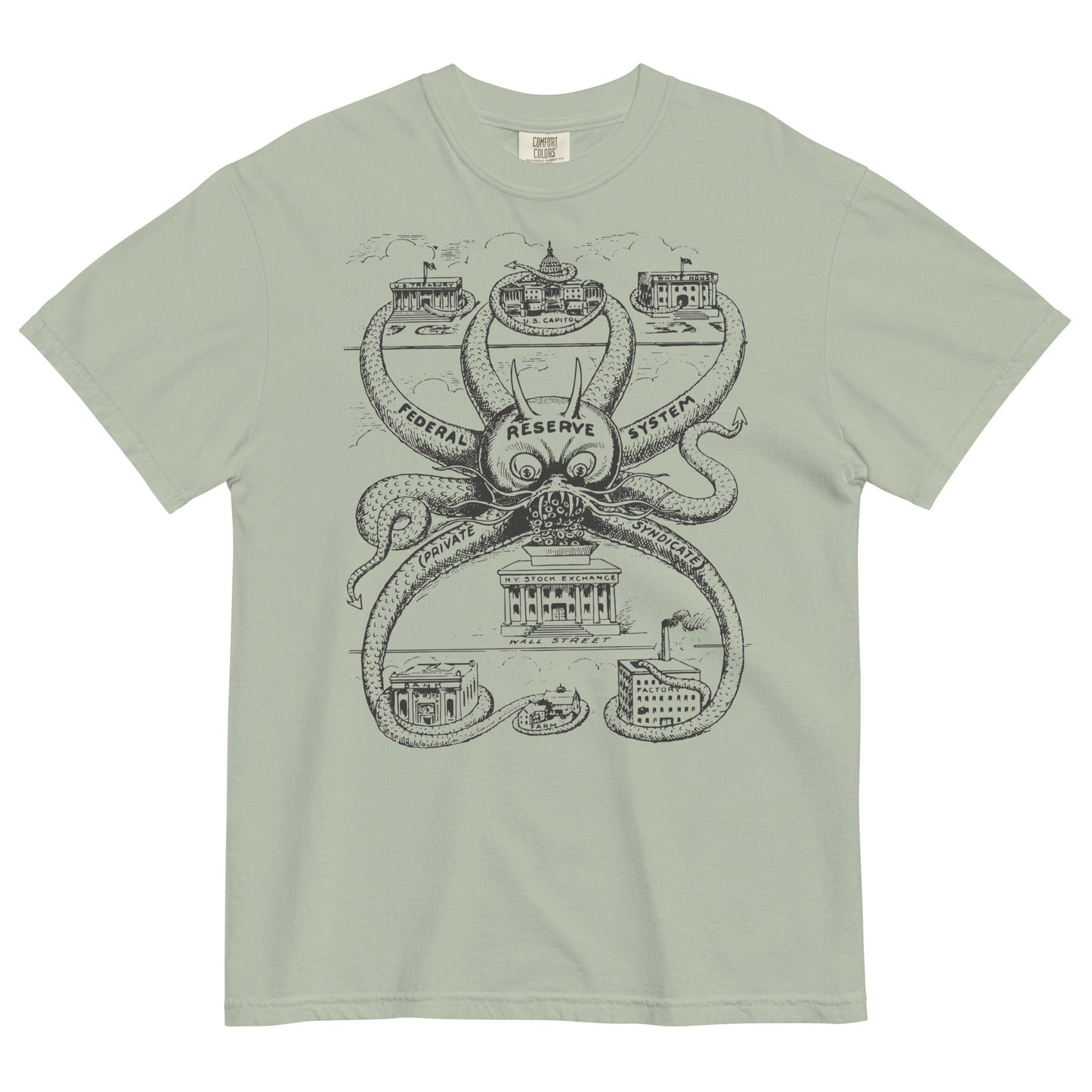 Federal Reserve Octopus Garment-dyed Heavyweight T-shirt