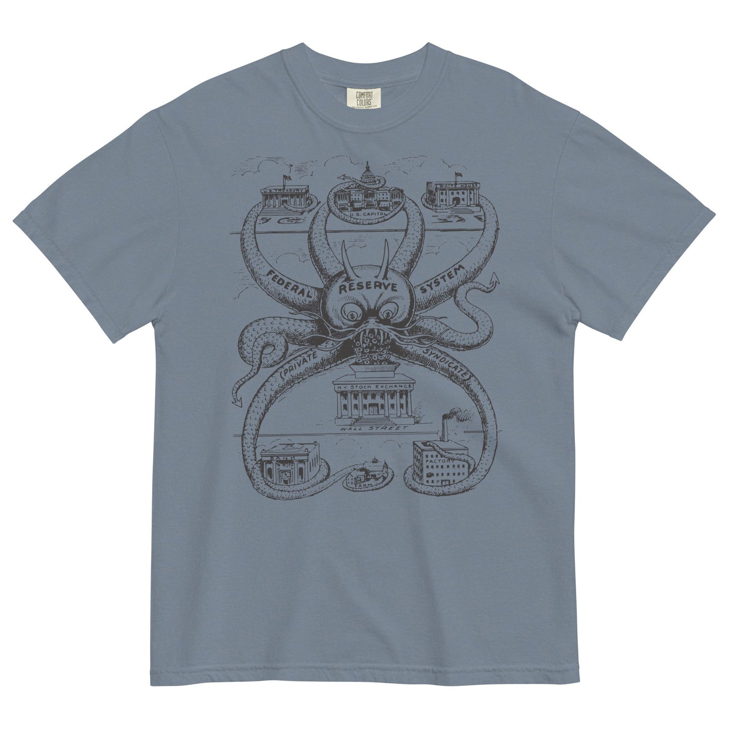 Federal Reserve Octopus Garment-dyed Heavyweight T-shirt
