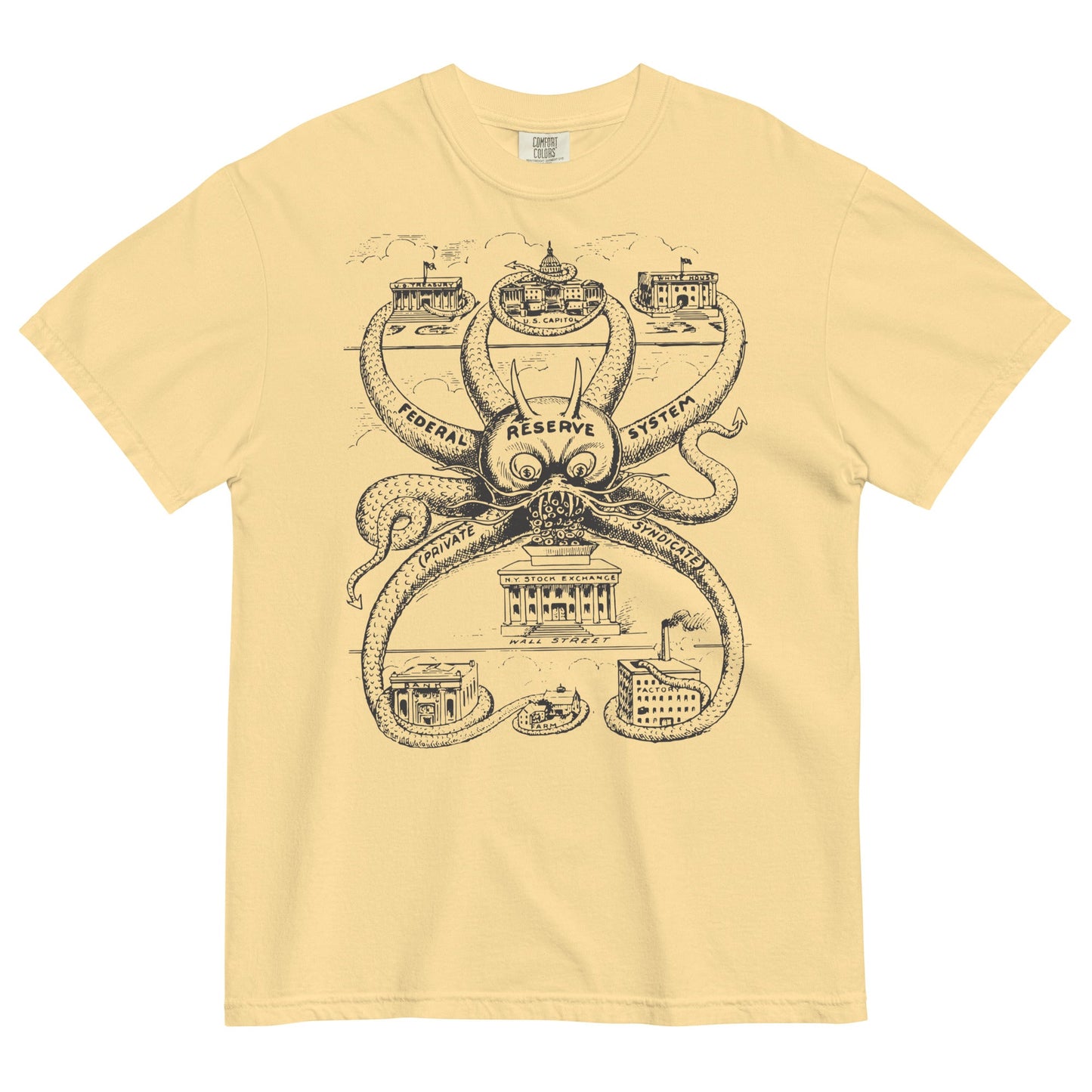 Federal Reserve Octopus Garment-dyed Heavyweight T-shirt