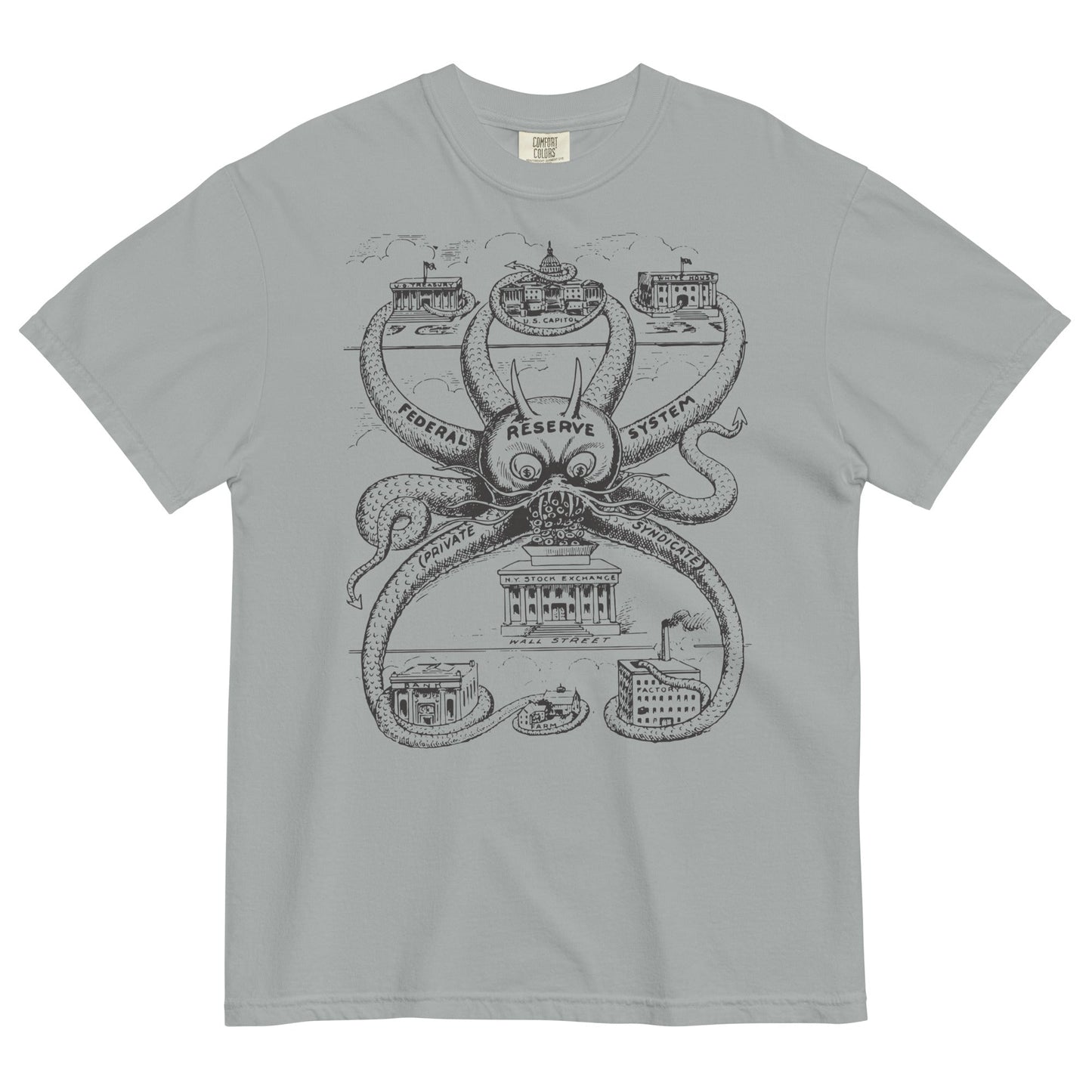 Federal Reserve Octopus Garment-dyed Heavyweight T-shirt