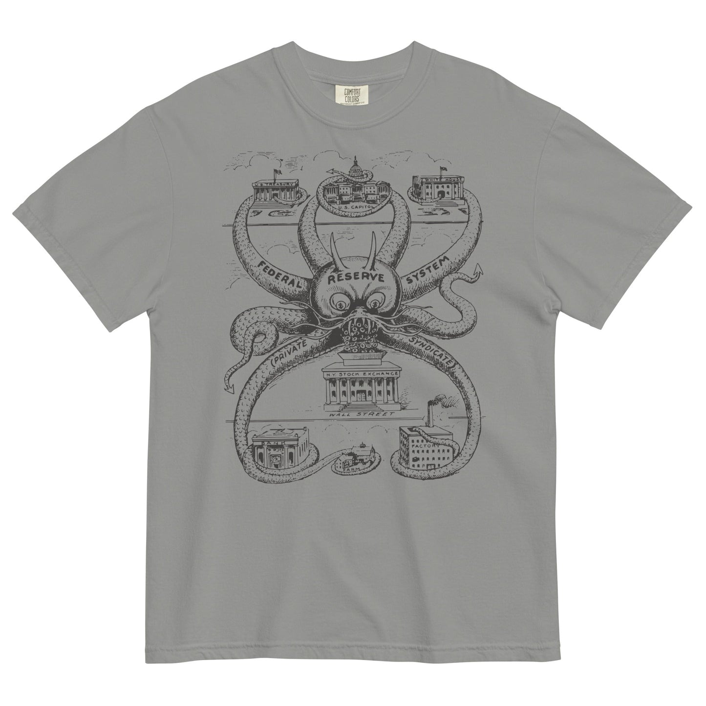 Federal Reserve Octopus Garment-dyed Heavyweight T-shirt