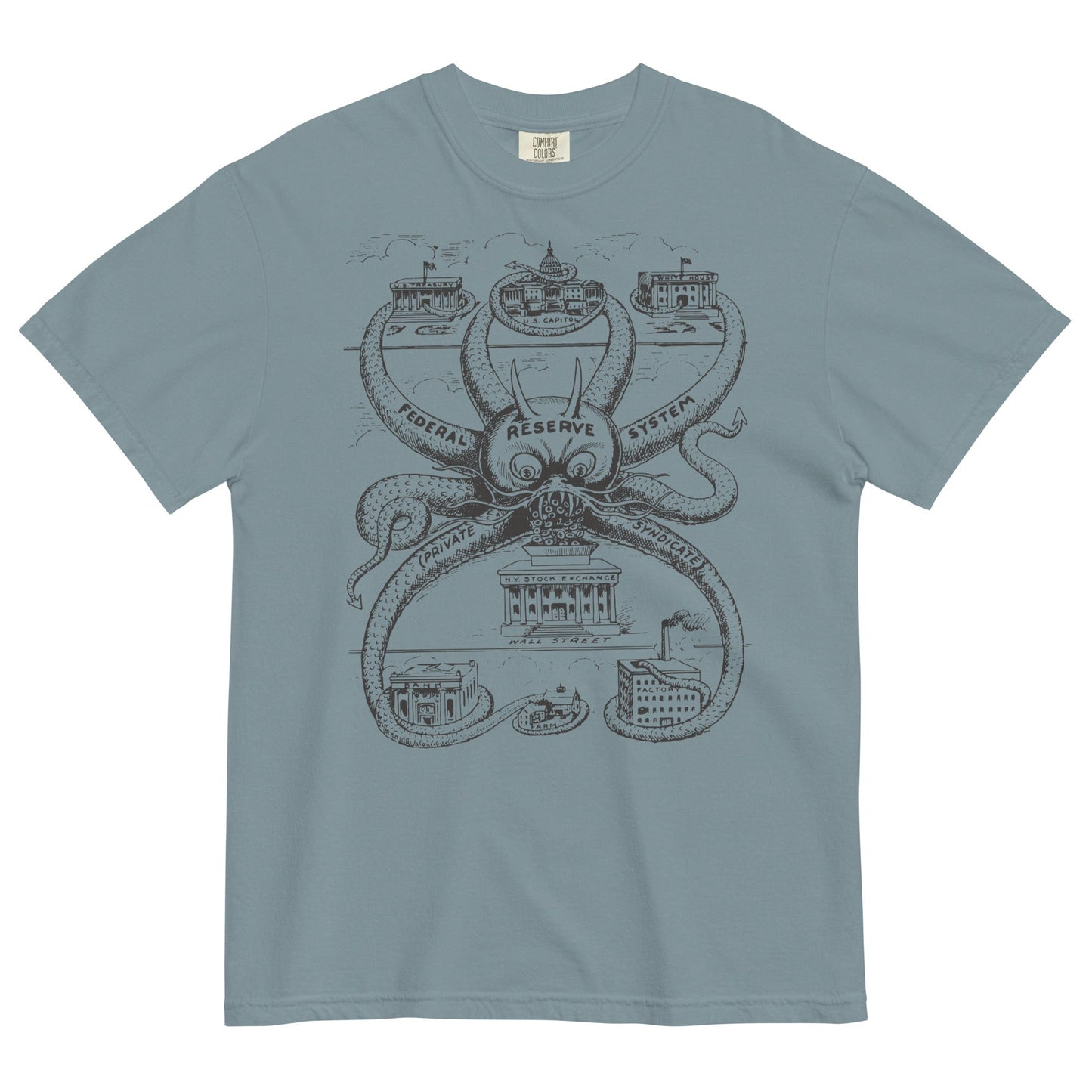 Federal Reserve Octopus Garment-dyed Heavyweight T-shirt