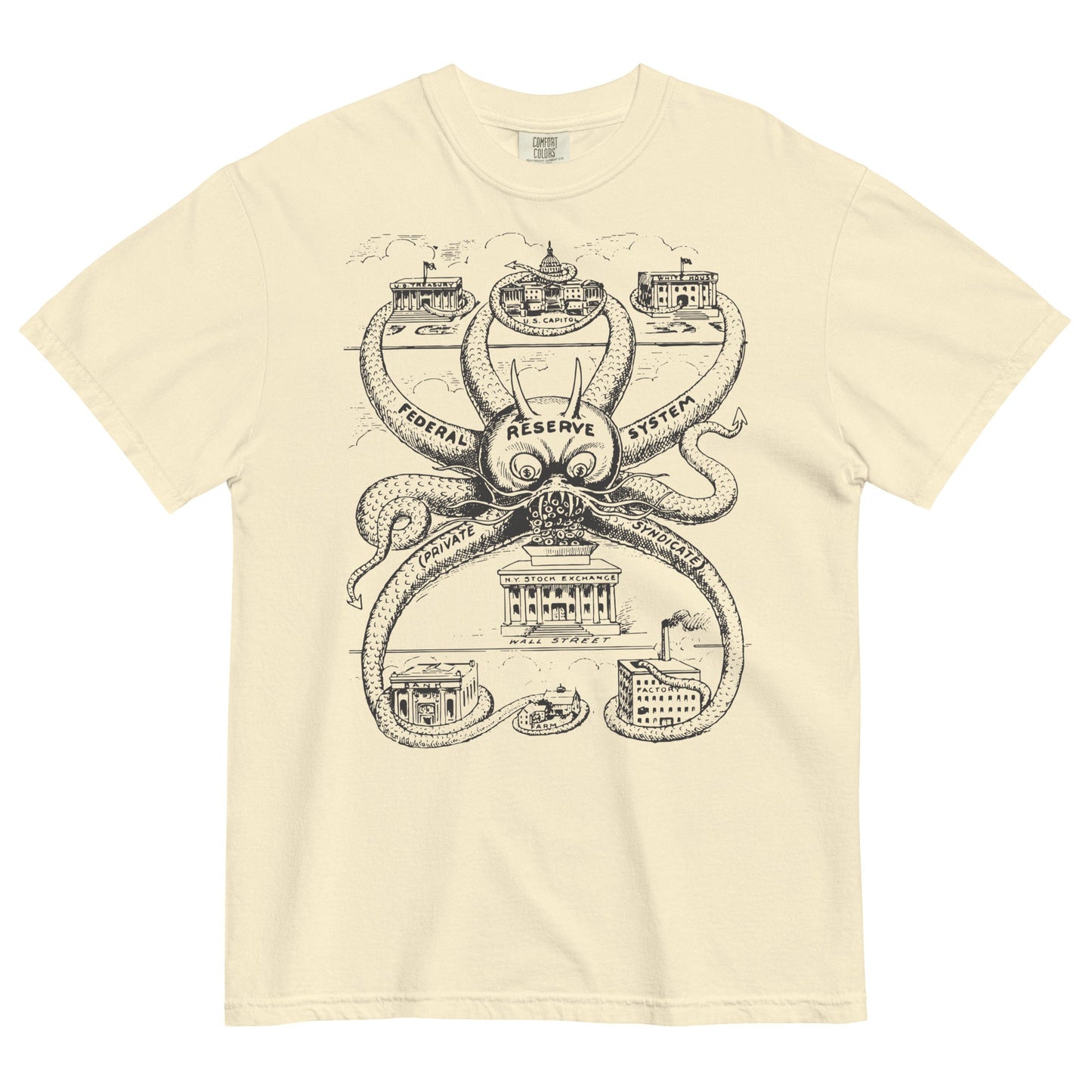 Federal Reserve Octopus Garment-dyed Heavyweight T-shirt