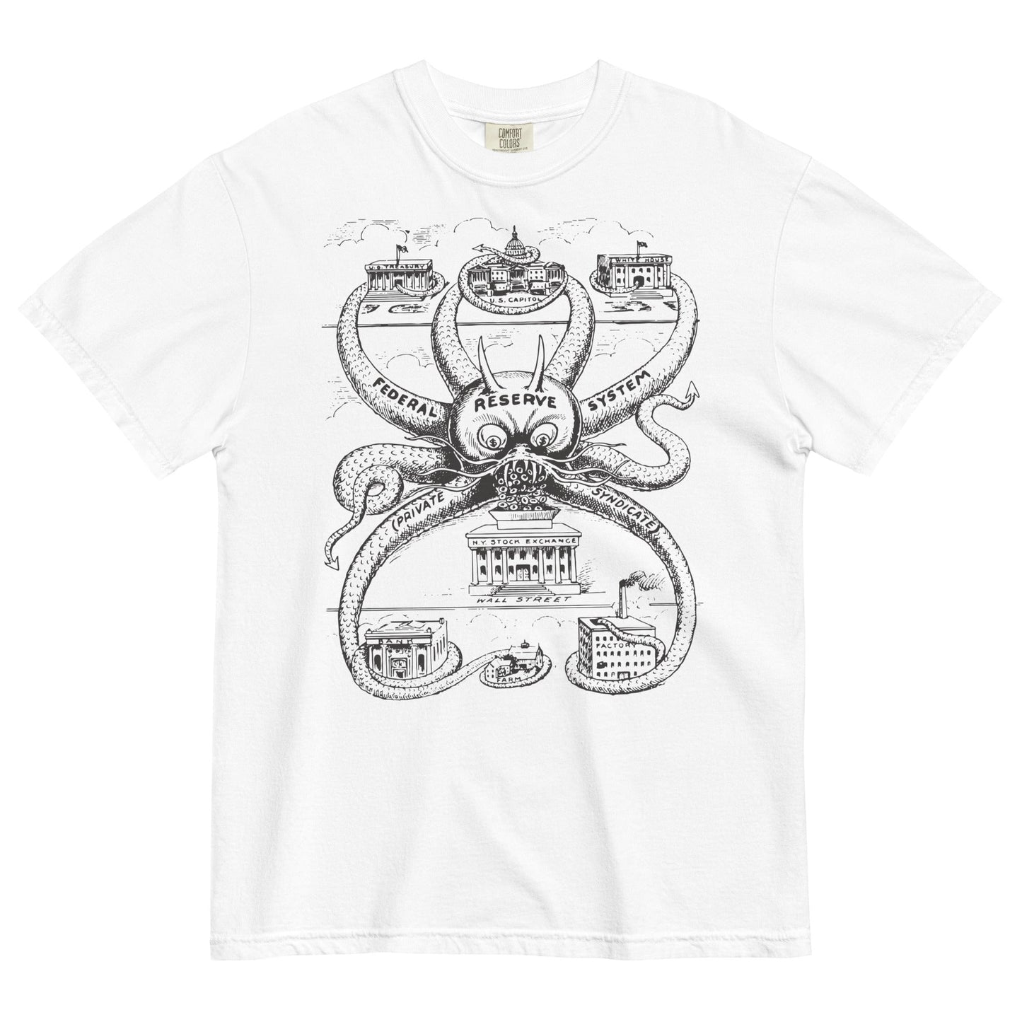 Federal Reserve Octopus Garment-dyed Heavyweight T-shirt