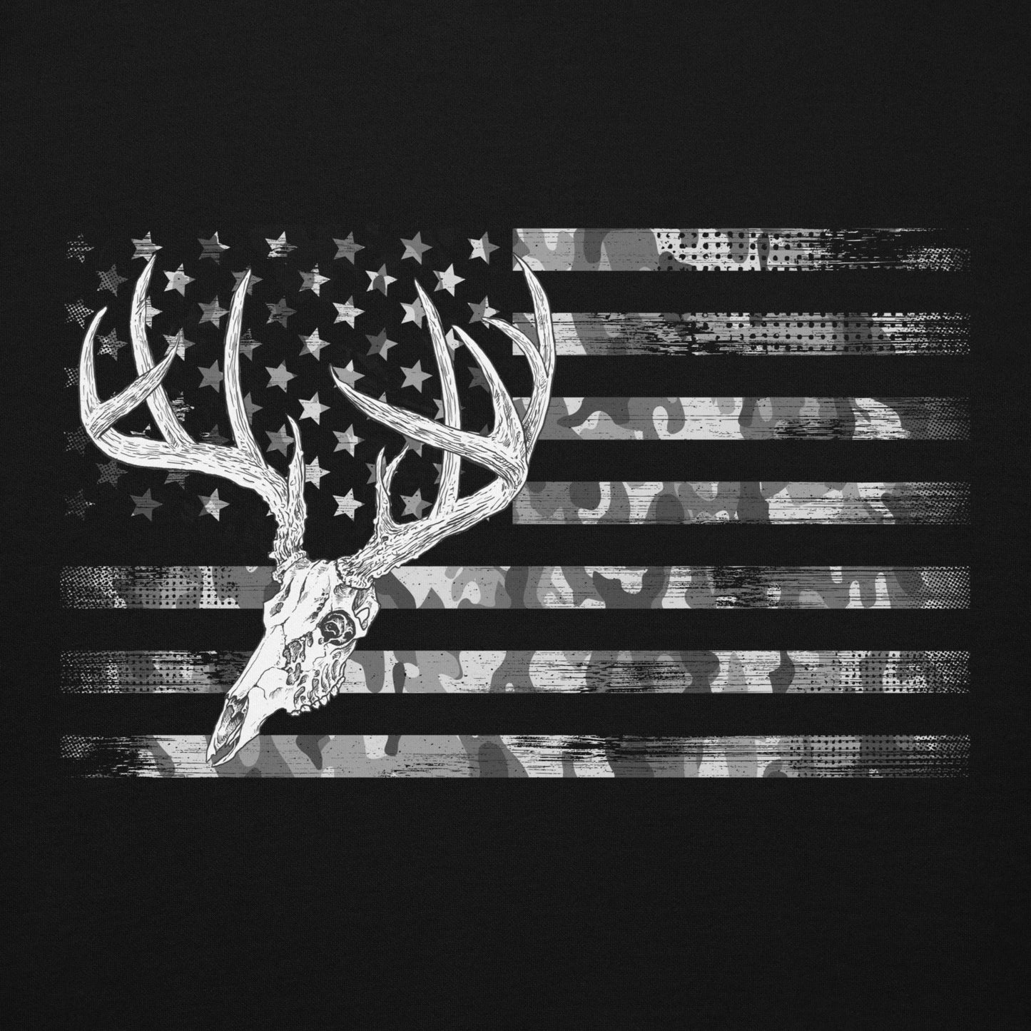 Whitetail Deer Flag Women's Hoodie, Black or Blue