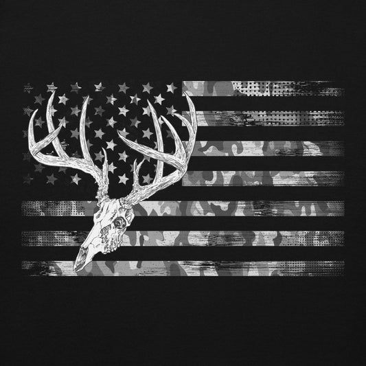 Whitetail Deer Flag Women's Hoodie, Black or Blue