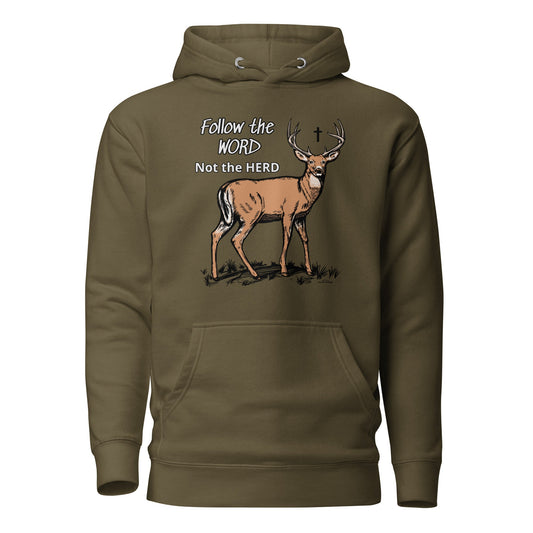 Follow the Word, Not the Herd, Men's Christian Deer Hoodie