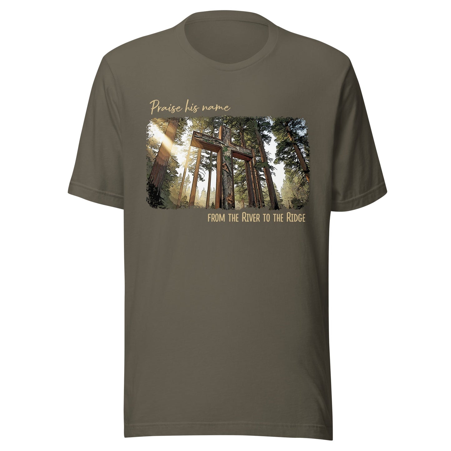 Men's Christian Outdoors Praise His Name from the River to the Ridge T