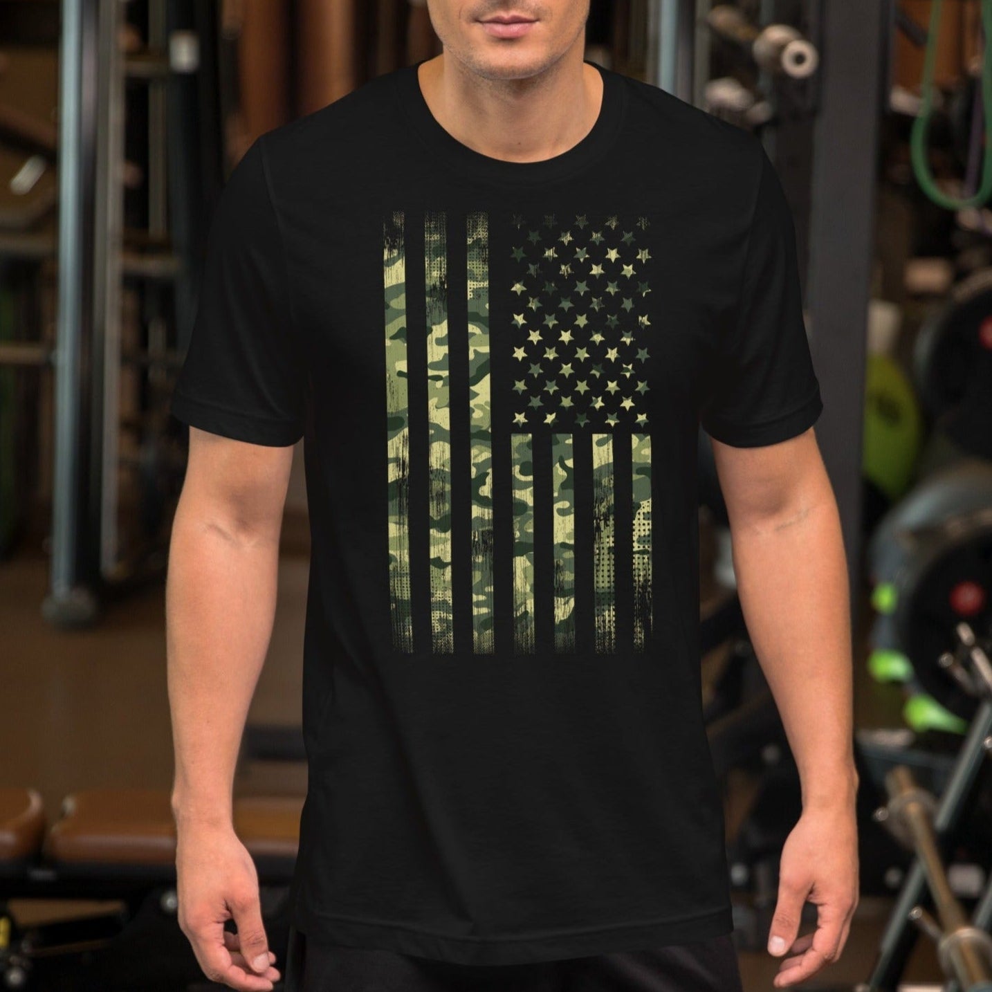 Camo Flag, Men's USA T Shirt