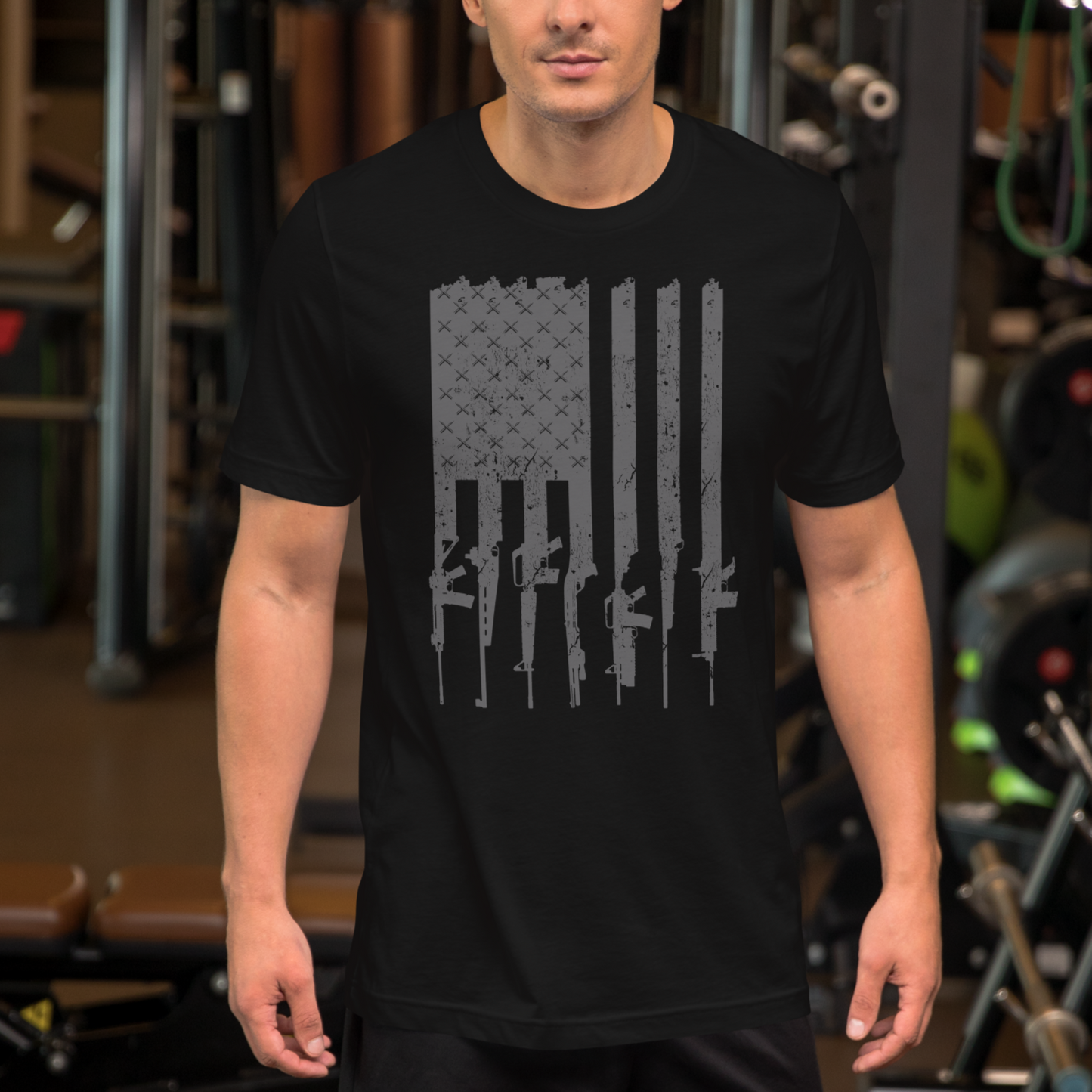 Men's Tactical Logo 2A Gun Flag USA T