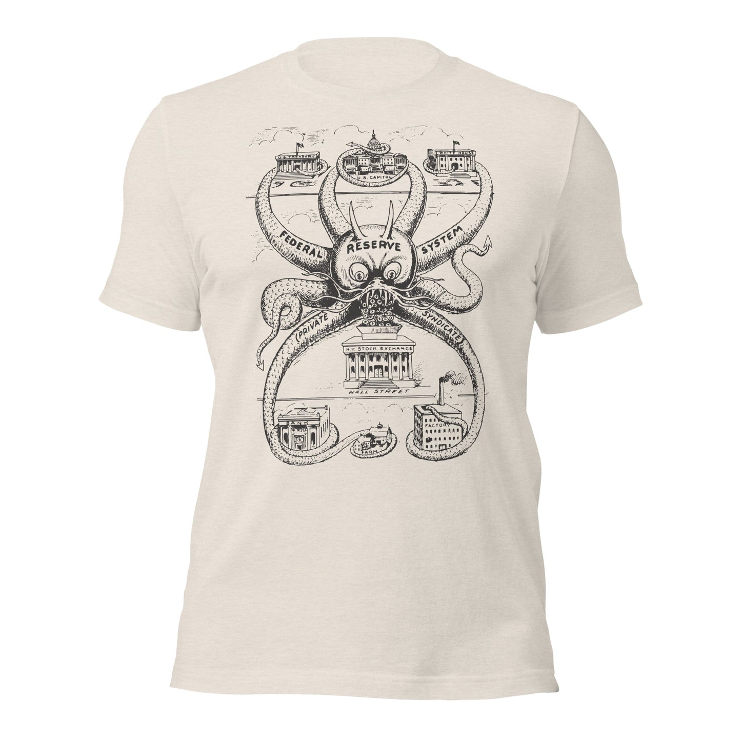 Federal Reserve Octopus Vintage Short-Sleeve Graphic T-Shirt