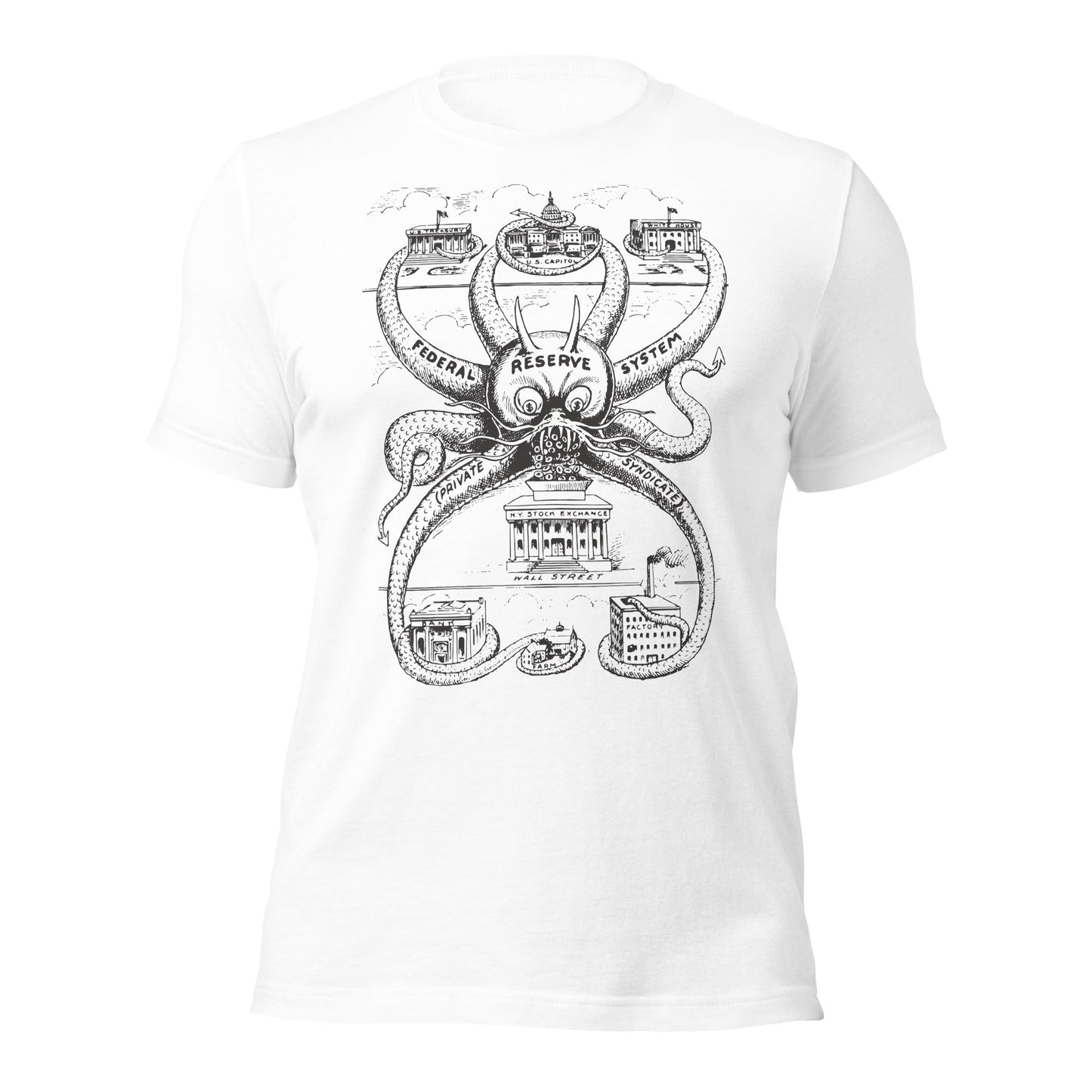 Federal Reserve Octopus Vintage Short-Sleeve Graphic T-Shirt
