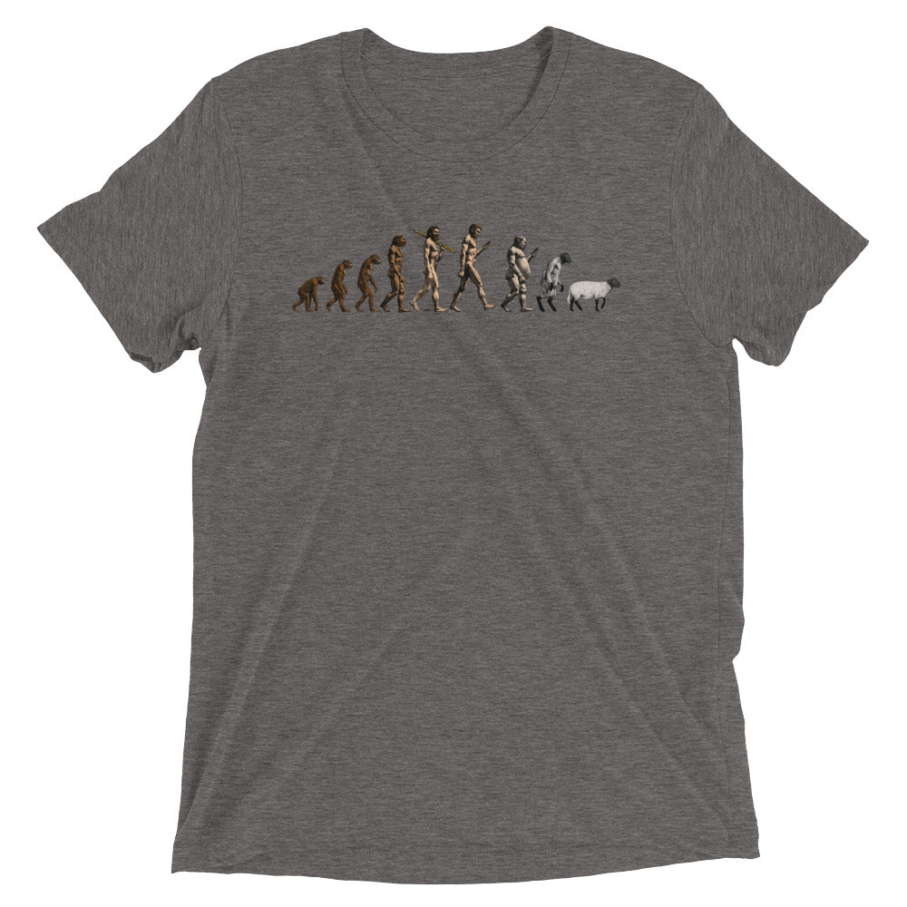 March of Devolution Sheeple Tri-Blend Track Shirt
