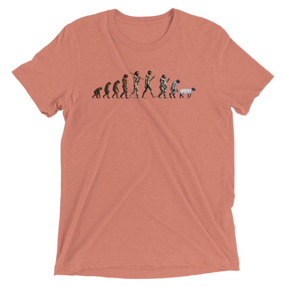 March of Devolution Sheeple Tri-Blend Track Shirt
