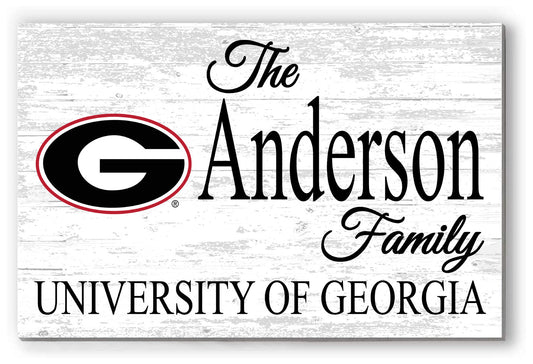 Georgia Bulldogs Family Name Sign – Personalized University of Georgia Wood Plaque for Alumni or Graduation