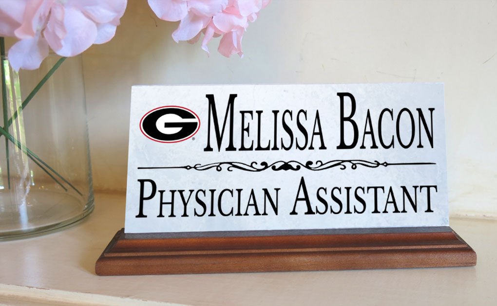 University of Georgia Desk Nameplate – Custom Marble Name Sign with Personalized Title