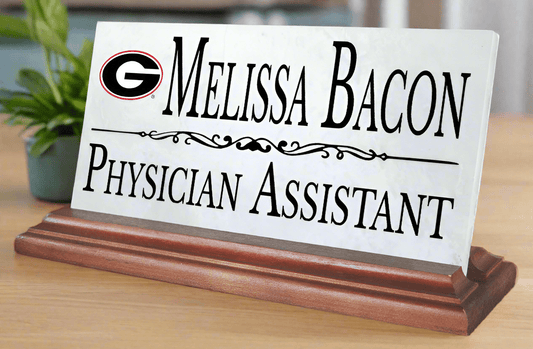 University of Georgia Desk Nameplate – Custom Marble Name Sign with Personalized Title