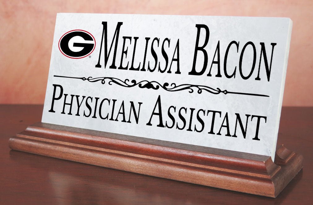 University of Georgia Desk Nameplate – Custom Marble Name Sign with Personalized Title