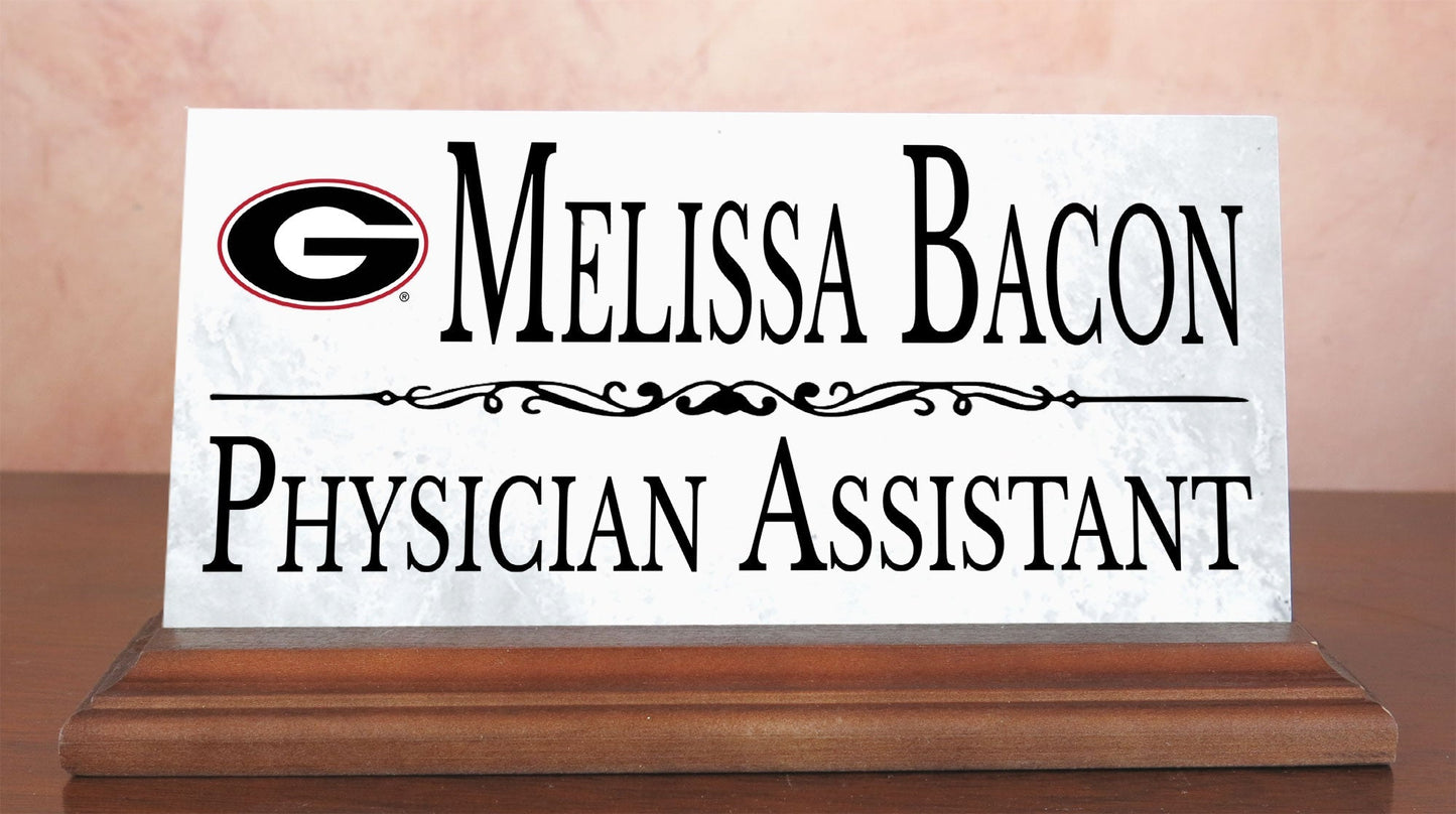University of Georgia Desk Nameplate – Custom Marble Name Sign with Personalized Title