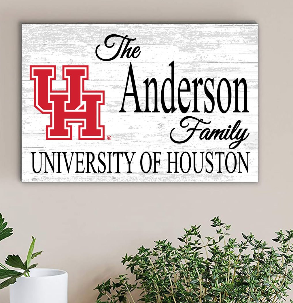 University of Houston Family Name Sign – Personalized Cougar Gift Wood Sign
