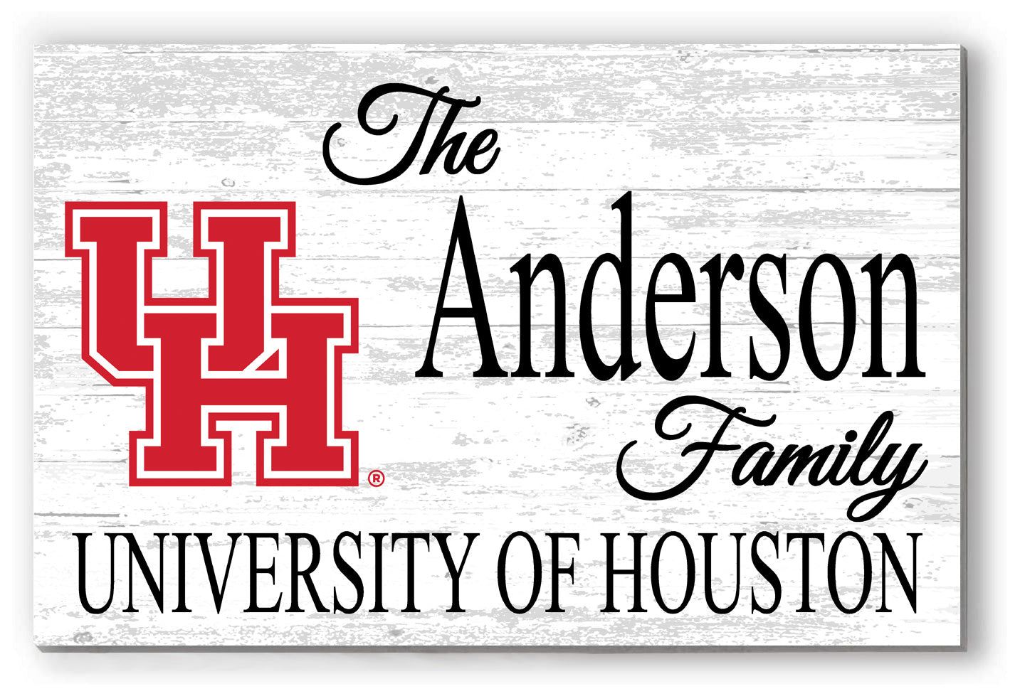 University of Houston Family Name Sign – Personalized Cougar Gift Wood Sign