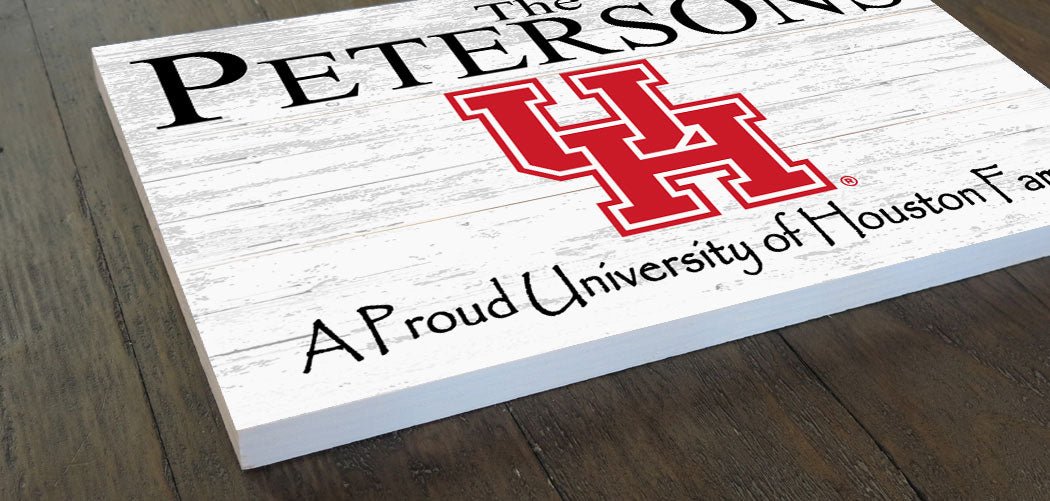 University of Houston Family Name Sign – Personalized Cougar Gift Wood Sign