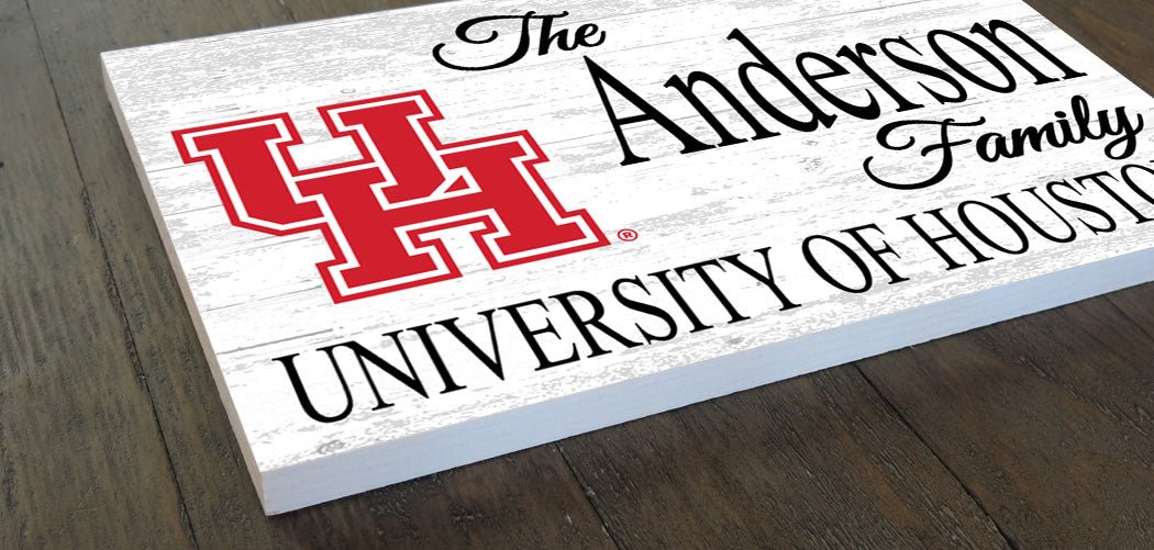 University of Houston Family Name Sign – Personalized Cougar Gift Wood Sign