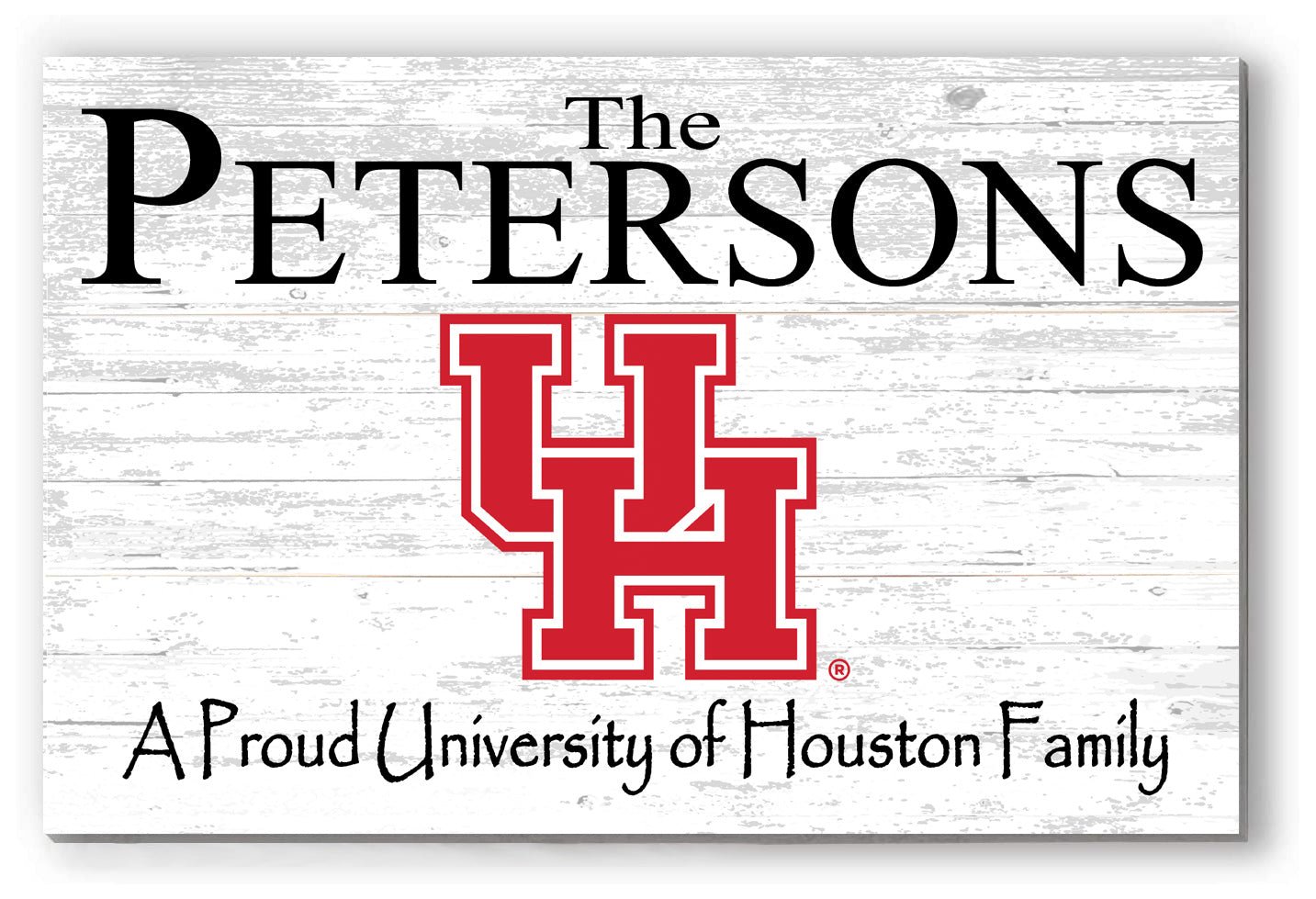 University of Houston Family Name Sign – Personalized Cougar Gift Wood Sign