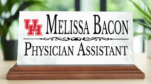University of Houston Nameplate – Solid Marble UH Desk Name Plate Sign with Personalized Title
