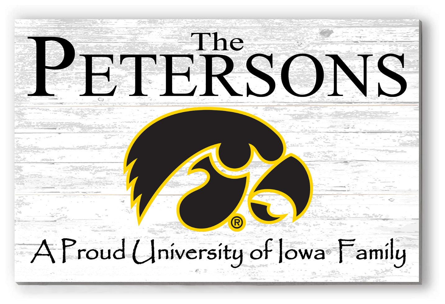 University of Iowa Family Name Sign – Personalized Hawkeyes Wood Plaque for Alumni or Graduation