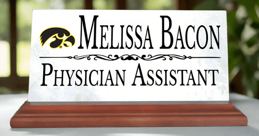 University of Iowa Desk Nameplate – Custom Marble Name Sign with Personalized Title