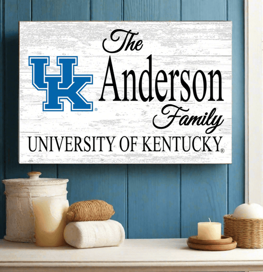 University of Kentucky Family Name Sign – Personalized Wood Plaque for Alumni or Graduation