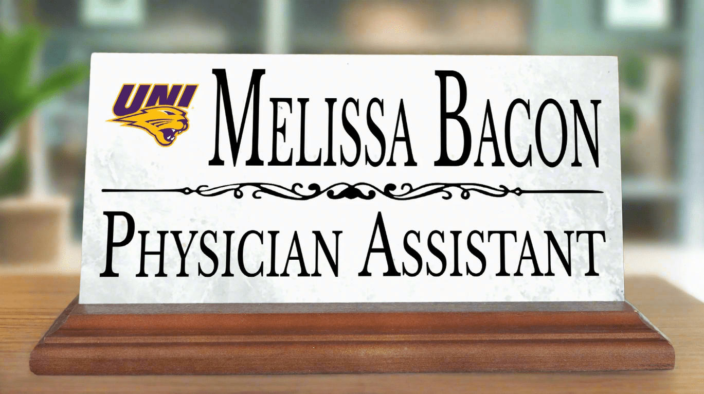 UNI Desk Nameplate – Custom Marble Name Sign with Personalized Title